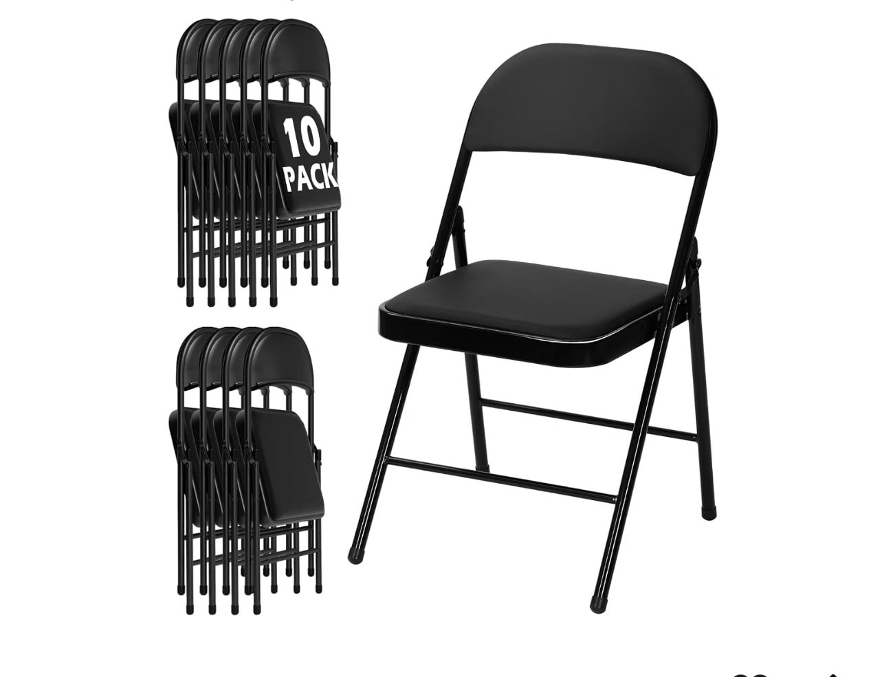 Black cushioned folding chairs